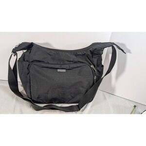 Baggallini Crosstown Hobo Crossbody Bag - Black Nylon Travel Purse - RFID
